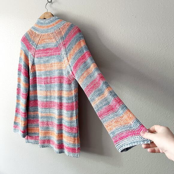 J. Jill Blue Blue/Pink Striped Pullover Cotton Linen Sweater women’s size medium - Picture 8 of 10